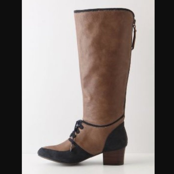 NIB Anthopologie Navy Blocked Knee-Boots - Picture 3 of 9